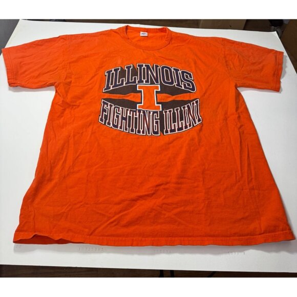 Illinois Fighting Illini Russell Athletic T-Shirt XL Orange 100% Cotton - Picture 7 of 8